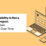 Sketch of different devices used for web with the words, Web Accessibility is not a one-time project: How to maintain compliance over time
